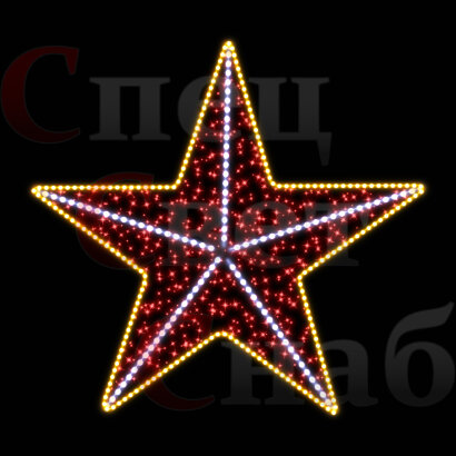 Светодиодная фигура "Красная звезда с лучами" на опоре 200х160 см